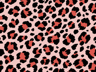 Beautiful seamless leopard pattern with pink and black animal skin © PatternStudio