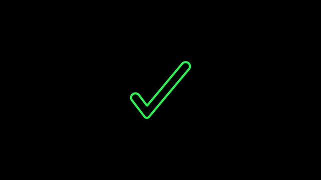 Animated reveal of a white checkmark icon in a green circle. Isolated on a white background.