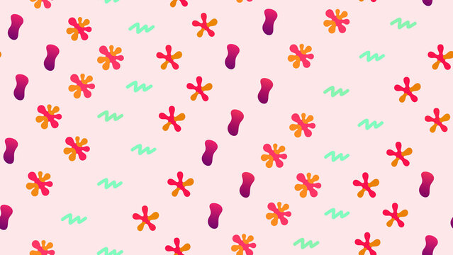 Seamless pattern with abstract shapes and floral elements