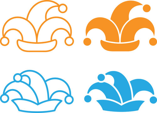 Colorful jester hats with playful design in vector style