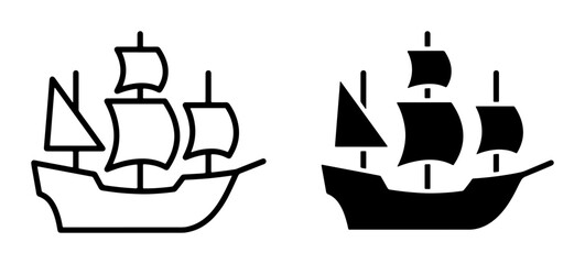Sailing ship vector silhouette and outline for maritime transport © Robiul