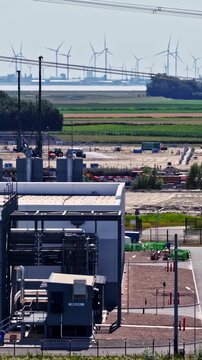 High angle view of a data center facility in Eemshaven Netherlands