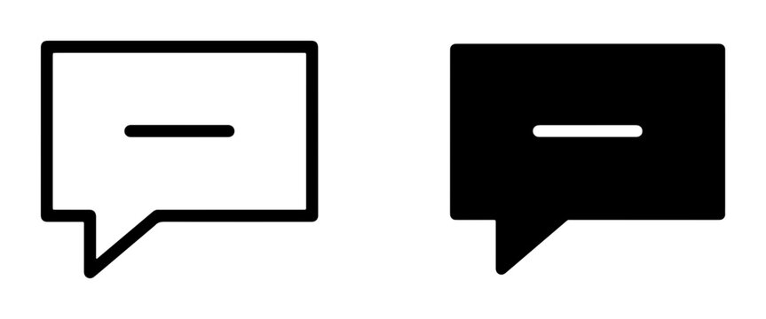 Speech bubble icons set with minus symbol, communication and removal