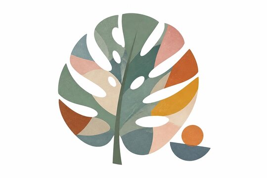 Abstract multicolored monstera leaf