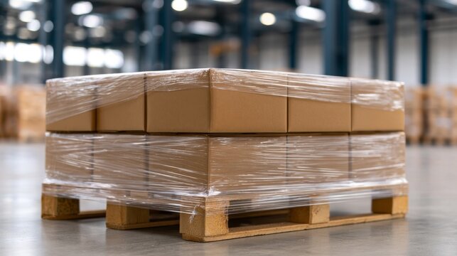 Detailed View of Stacked Boxes on Pallet in Warehouse, Highlighting Potential Quality Control Issues and Hidden Defects in Packaging and Shipping Processes, 3d rendering
