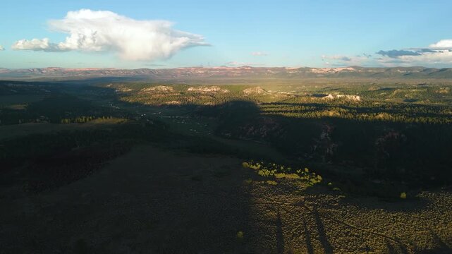 Drone Flyover of Red Rock Mountain Cliffs and Pine Trees in Utah
