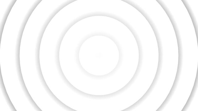 Minimalist white concentric circles motion background, seamless loopable abstract animation for corporate presentations and digital