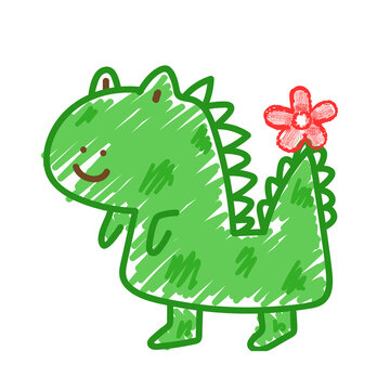 cute dinosaurus with flower