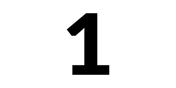 Black number one symbol on transparent background for success.