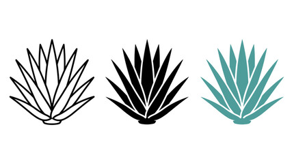 Obraz premium Agave plant icon set in outline solid and color desert vegetation symbols