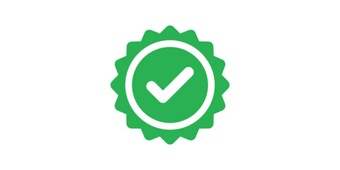 Green checkmark badge icon for confirmation on transparent background © JOSH