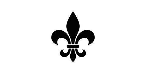 Black fleur de lis symbol for French heritage and royal monarchy emblem. © wajiduuu