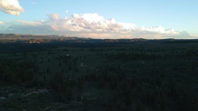 Drone Flyover of Sandstone Rock Formations and Pine Forest Utah
