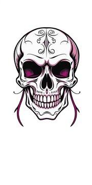 Skull doodle icon with bold lines and intricate details, doodle, dark