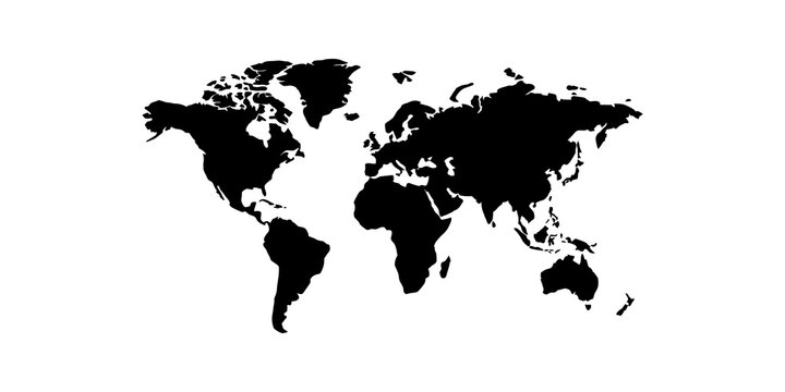 World map graphic illustrating global continents and oceans for travel.