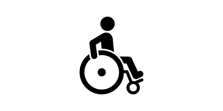Disabled person in wheelchair icon on transparent background.