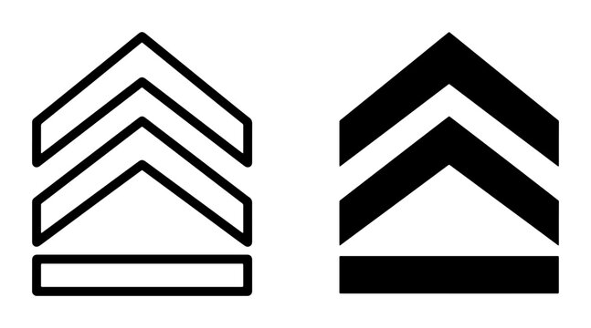 Chevron and bar rank insignia silhouettes for military or corporate use