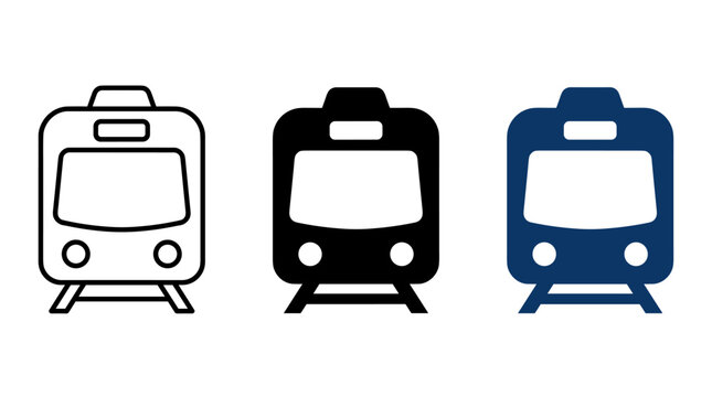 Subway train vector icon set for urban transportation