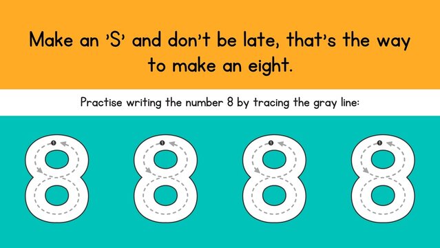Educational Number 8 Tracing and Handwriting Practice Worksheet for Kids