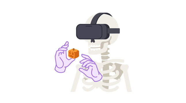 Medical professional using virtual reality headset for interactive anatomical training in digital classroom
