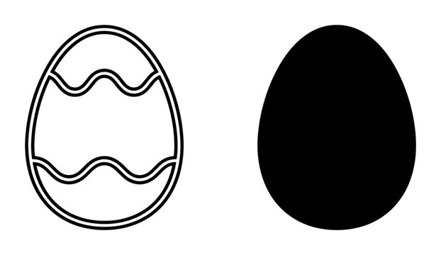 Easter egg silhouettes set with outline and solid shapes for spring holiday design