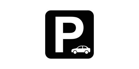 Parking sign icon with car for parking space. © Sijawalo