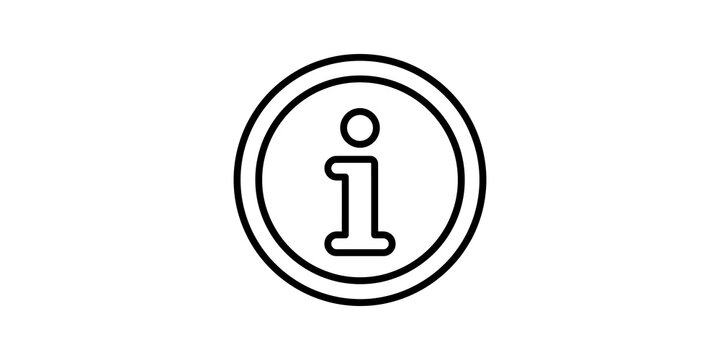 Black information icon inside a circle on a grey background.