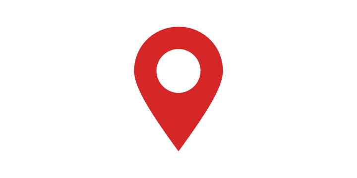 Red map pin location marker icon on a grey background.