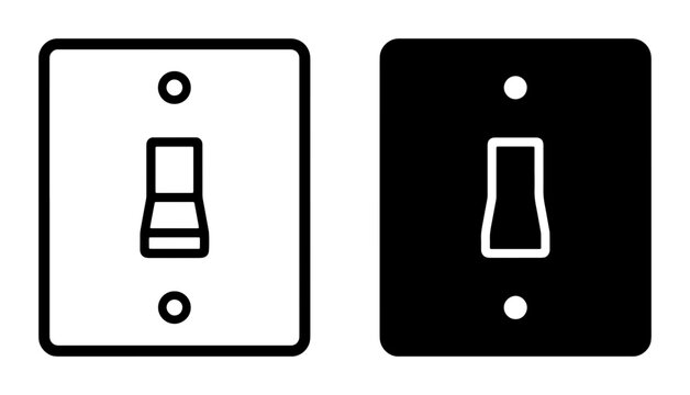 Light switch silhouettes set with toggle for on and off, electrical control for home and business