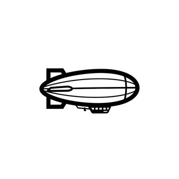 Vector illustration of a vintage blimp or airship in a simple outline style on a white background.