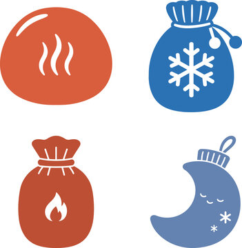 Hot and Cold Comfort Bag Icon Collection