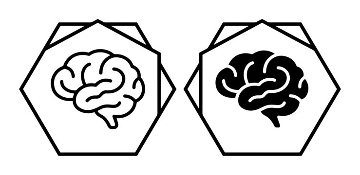 Brain icon glyph and solid for logo