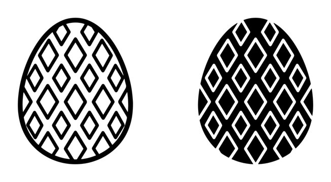 Easter egg silhouettes set with diamond pattern for holiday design