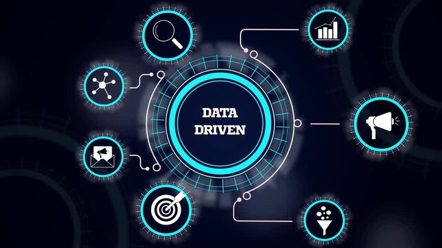 Smart data driven system showing digital information processing, business analytics strategy and market growth