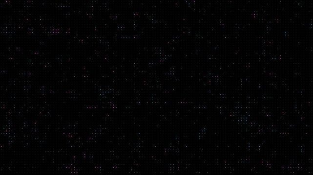 Cyan and pink gradient digital LED dot matrix grid background loop