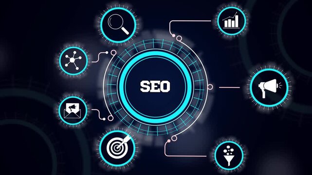 SEO search engine optimization concept displaying web ranking strategy, organic traffic growth and keyword analysis