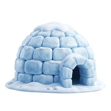 Blue ice igloo isolated on white background