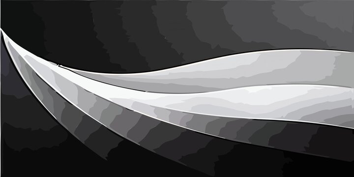 Monochrome abstract wave background, dark grey modern smooth layer design, elegant minimalist silver curve banner wallpaper