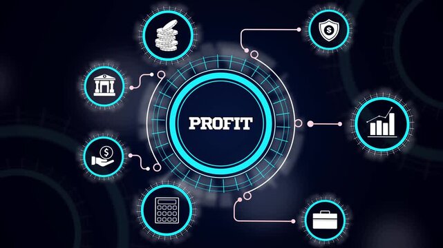 Profit margin growth concept featuring corporate financial success, net gain performance metrics and sales yield