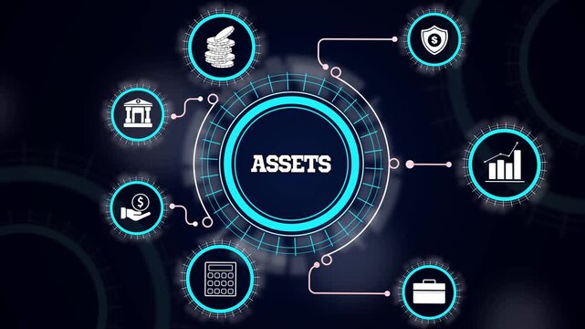 Assets management strategy concept with corporate portfolio evaluation, financial balance and resource tracking