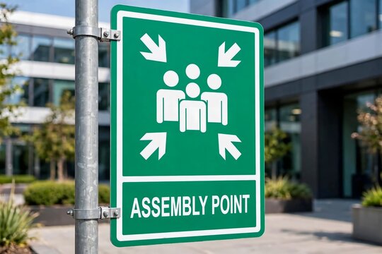 Emergency Assembly Point Green Evacuation Safety Sign
