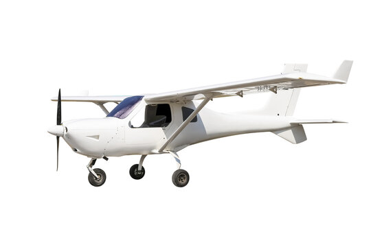 White small private aircraft isolated on white background