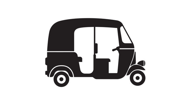 Tuk tuk auto rickshaw vector silhouette icon illustration graphic design element on white background