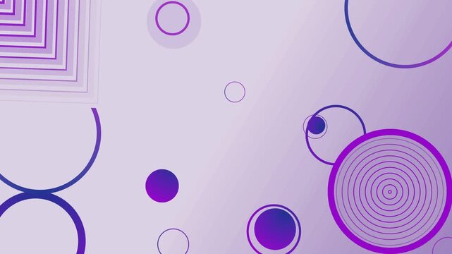 Abstract circles and rings background with geometric corner shapes simple modern design with copy space animation