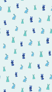 Seamless pattern of cartoon rabbits