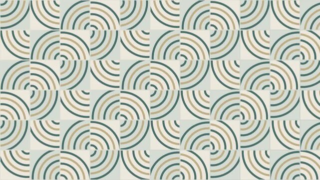 Elegant retro geometric seamless pattern of concentric arcs with a pearlescent fabric texture feel for modern graphic design backgrounds