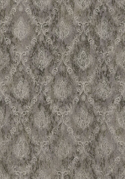 Seamless sophisticated charcoal brown abstract texture featuring elegant classic damask patterns and refined artistic distressed surface