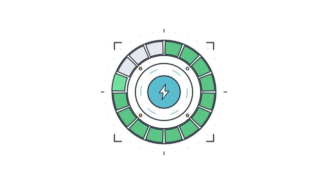A circular progress bar animation fills with energy segments to indicate loading status.
