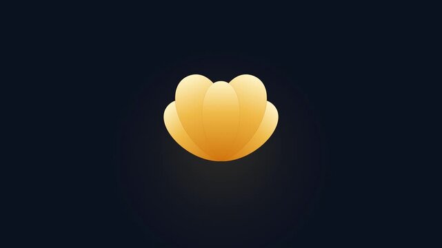 Abstract golden flower logo with delicate petals against a dark background, symbolizing growth and beauty