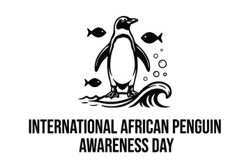 Obraz premium International African Penguin Awareness Day Vector Art, African Penguin Wildlife Illustration Isolated on White